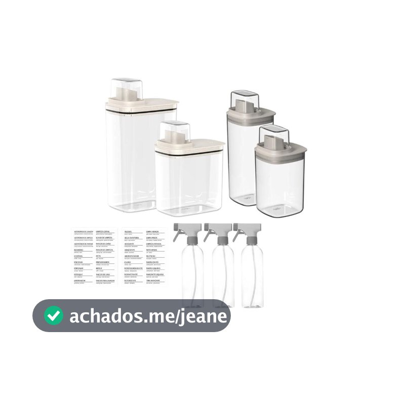 Kit Lavanderia  4 dispenser para amaciante percarbonato lava roupas + 3 borrifadores + cartela de etiquetas