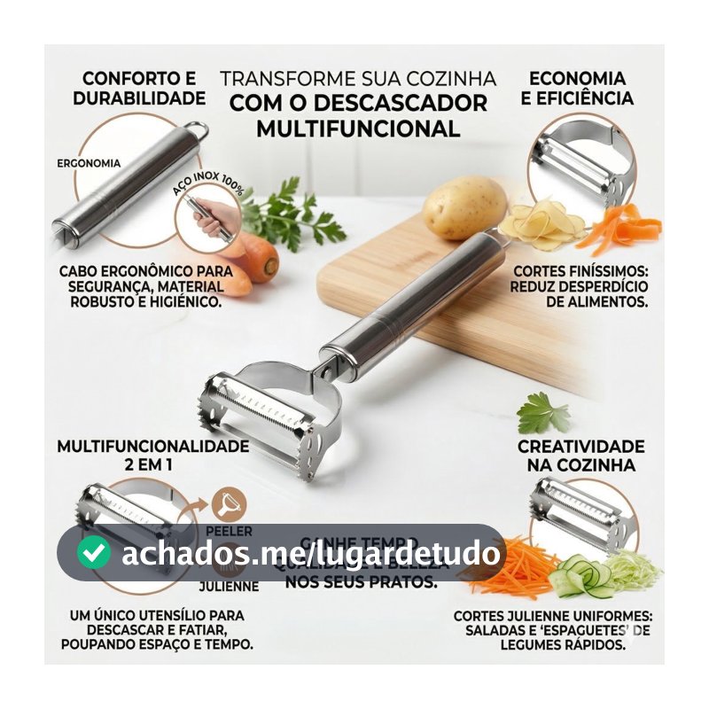 Descascador e Ralador Aço Inox para Frutas e legumes