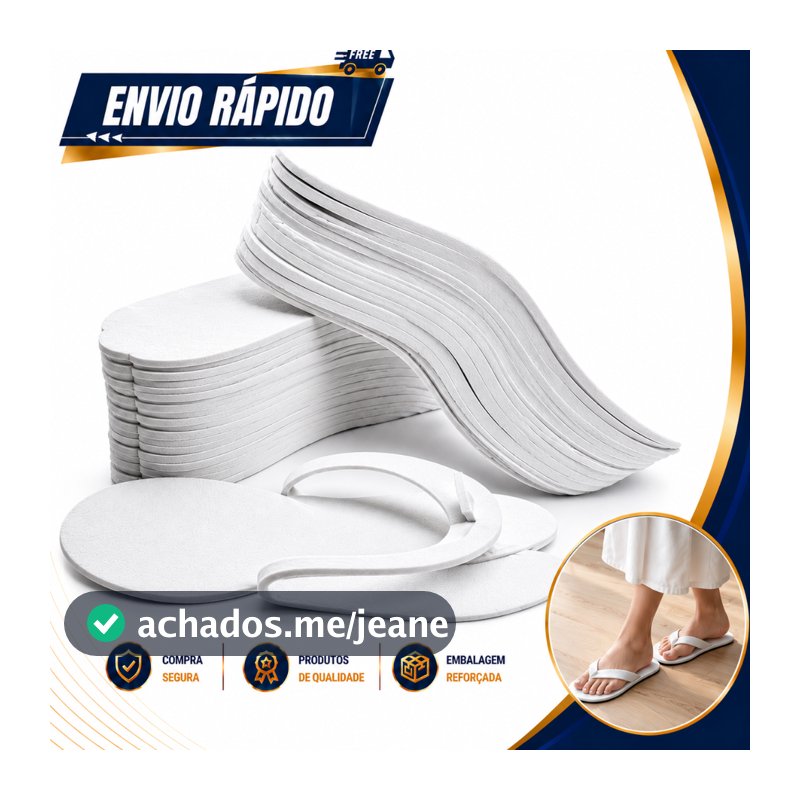 Kit 100 Unidades Chinelo Descartavel P/ Pedicure Branco 10cm x 24cm