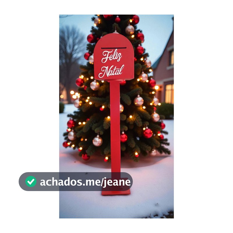 Caixa De Correio Postal Vermelha/Cru Decoração De Natal Em MDF 90x30x20cm Novidade
