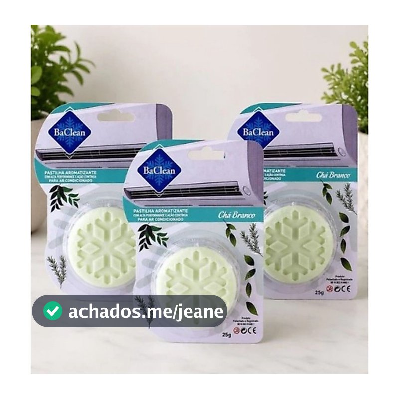 Kit 3 Pastilhas Aroma Chá Branco Para Ar Condicionado Com Ação Bactericida BaClean