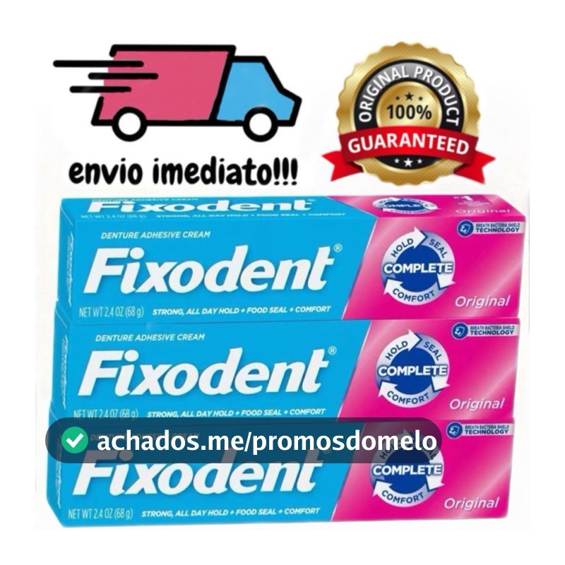 kit de 3 Fixodent Original 68g（3 turbo） 100% Original Fixador De Prótese Em Gel Sem Glúten