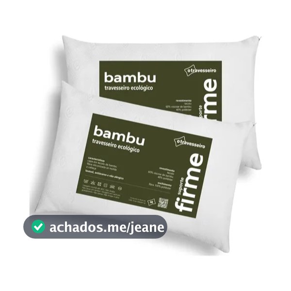 Kit 2 Travesseiros Firme Fibra de Bambu 50x70cm 100% Fibra Siliconada antialérgico Toque Macio Lavável