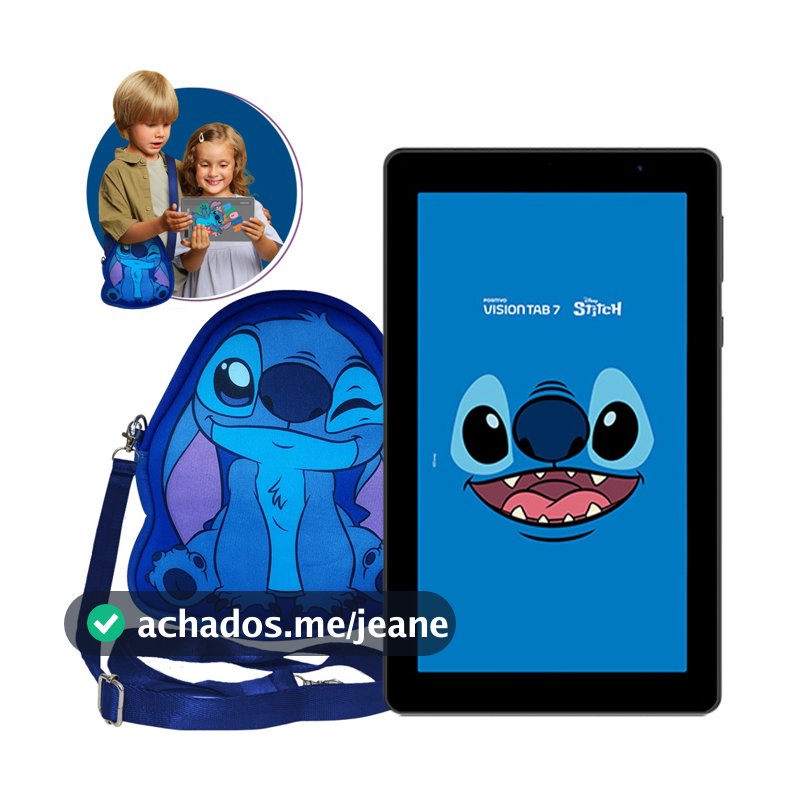 Tablet Vision TAB 7 Stitch + Capa e Bolsa - Octa-Core 3GB RAM 64GB Android 14 Go Wi-Fi IPS Positivo