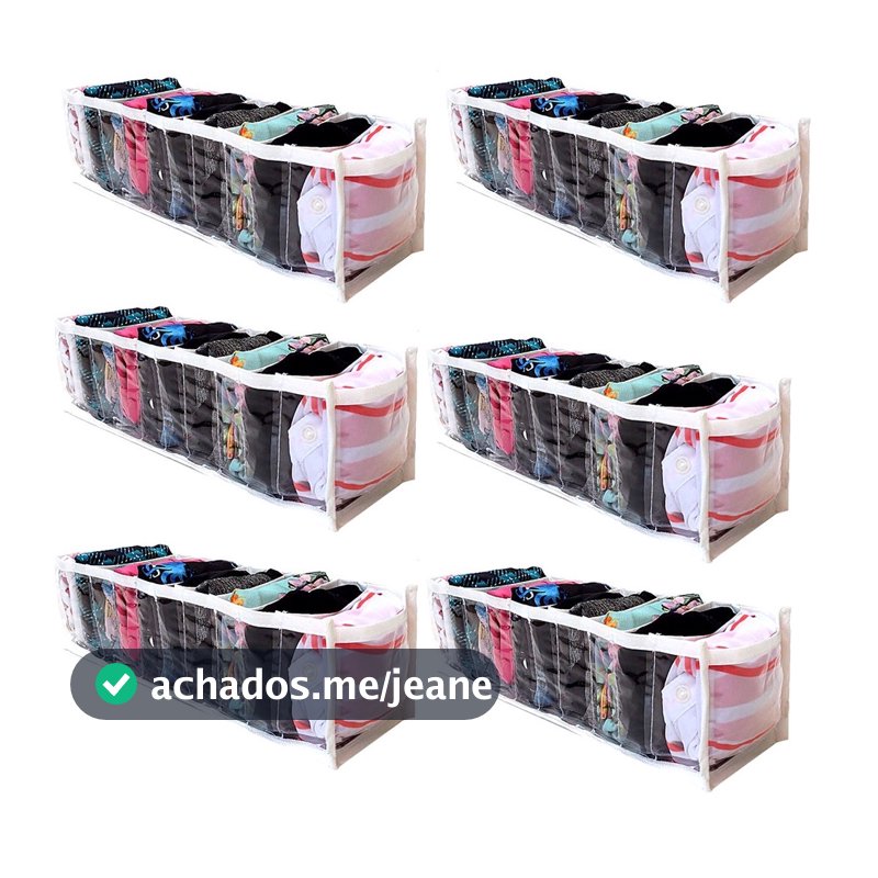 6 colmeia organizadora de gavetas transparente 10x12x35 - Organizaplus