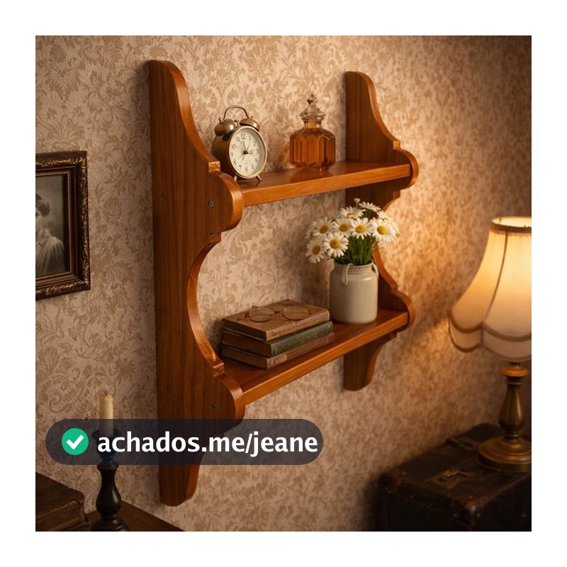 Prateleira Escaparate Decorativo em Madeira Pinus Estilo Modern Heritage