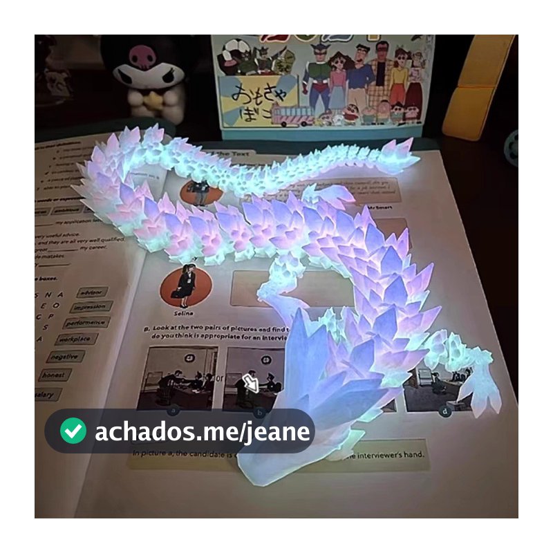30cm/22cm/15cm Dragão Luminoso 3D Impresso Gradiente Cristal Conjunto Completo Brinquedo De Simulação Móvel Ornamento De