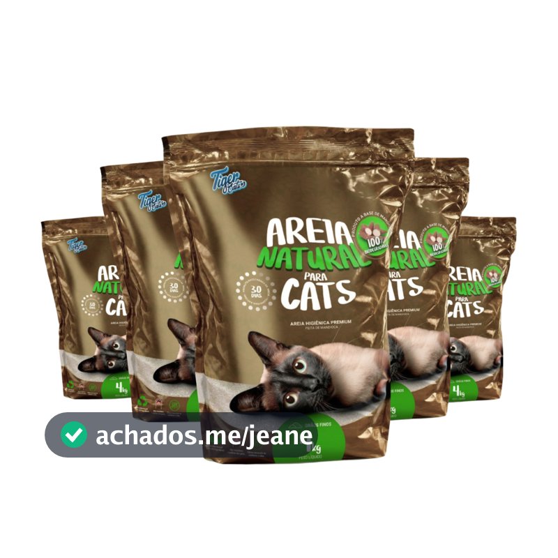 Areia Higiênica Natural Biodegradável Mandioca Para Gatos 20kg Tiger Cats