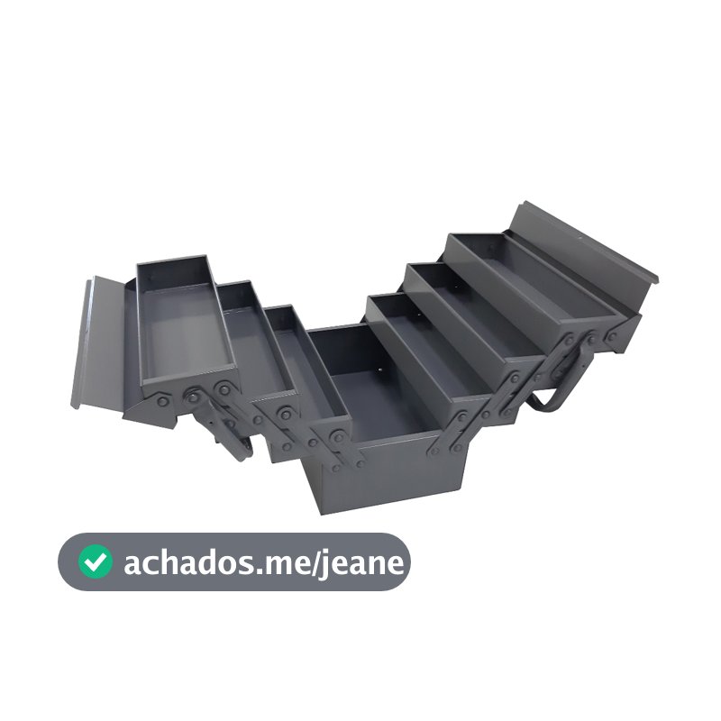 Caixa Ferramenta Sanfonada 7 Gaveta 50cm com Cabo Dobravel movel CINZA Aço Reforçada NILART 400.075