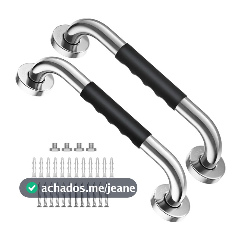 Kit 2 Barras de Apoio Inox 40cm para Banheiro - Corrimão de Segurança e Proteção para Idosos e Deficientes