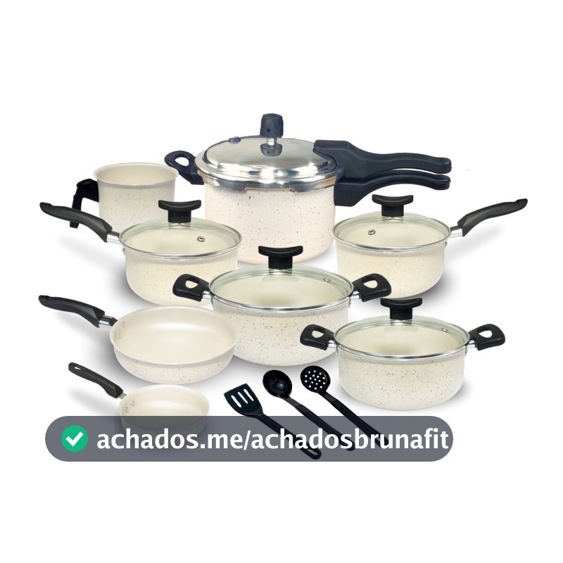 Jogo de Panelas Teflon Munique 11 Pçs com Panela de Pressão fechamento externo de 2.5L