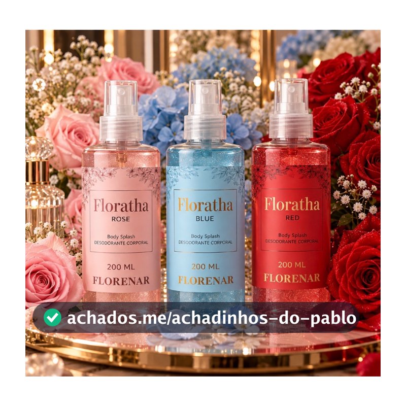 Kit Body Splash Perfume -Red  Rose e Blue - 200ml (cada) - 3 unidades Feminino com gliter