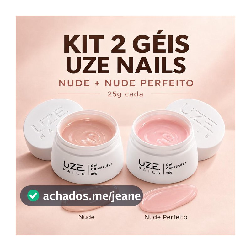 Kit 2 Géis Construtores UZE Nails 25g Nude + Nude Perfeito para Alongamento Natural