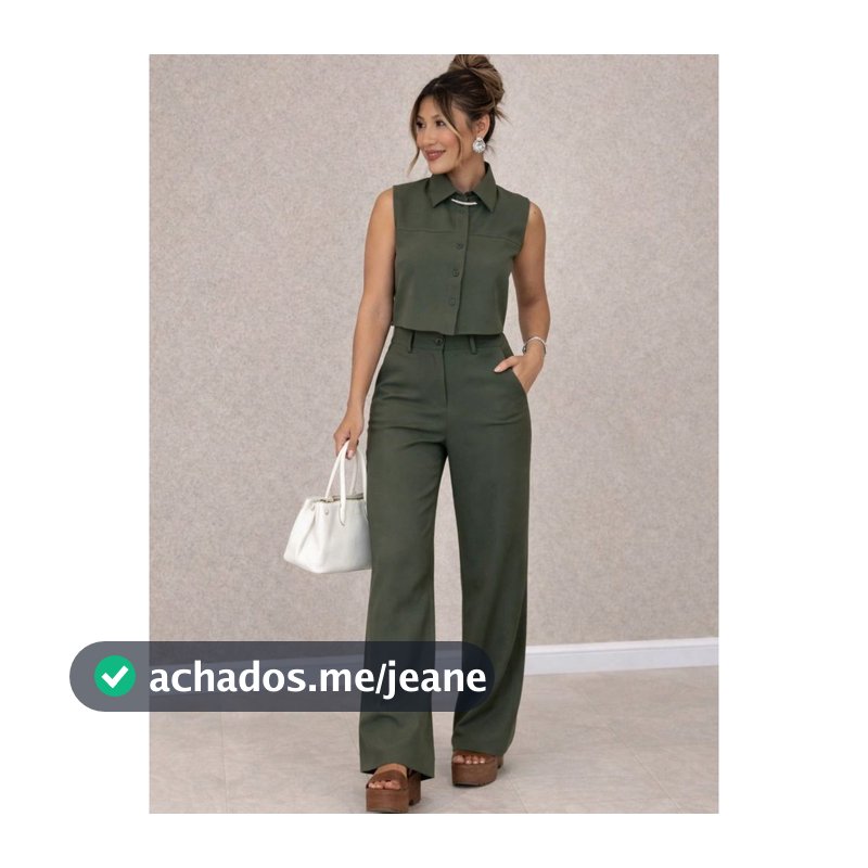 Conjunto Alfaiataria Calça E Colete Feminino Cintura Alta Elegante Social