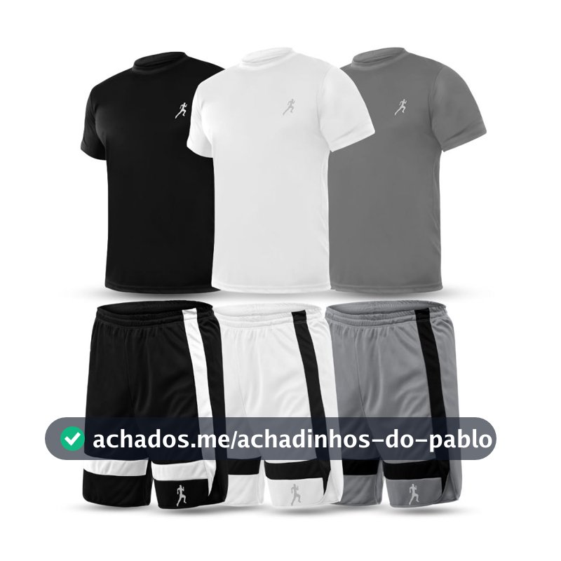 Kit 3 camisetas Camisas Masculina Boneco + 3 Bermudas Shorts Academia Dupla
