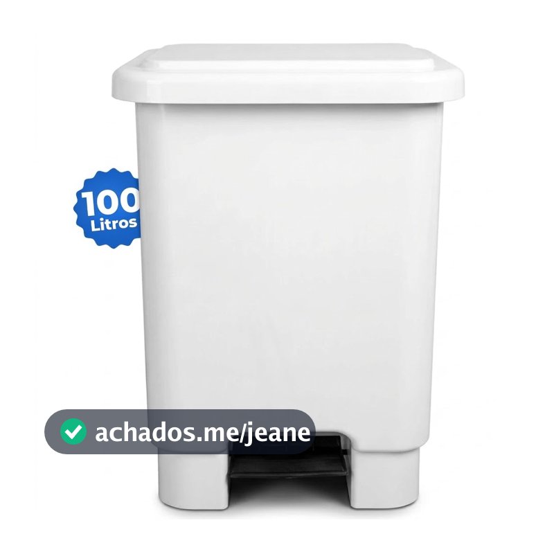 Lixeira 100L c/ Pedal Resistente Reforçada Plástico Lixo Multiuso Casa Cozinha Banheiro Proteção UV