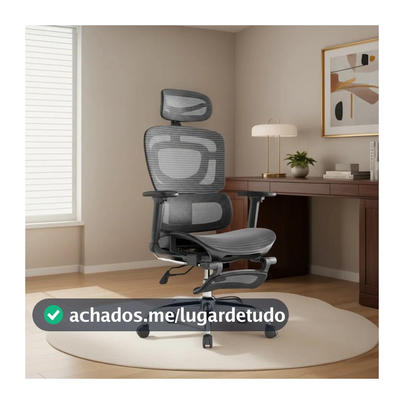 Cadeira Escritório Ergonômica Mônaco BT07/WT07 Luvinco Malha Respirável Lombar Adaptável Apoio Pés