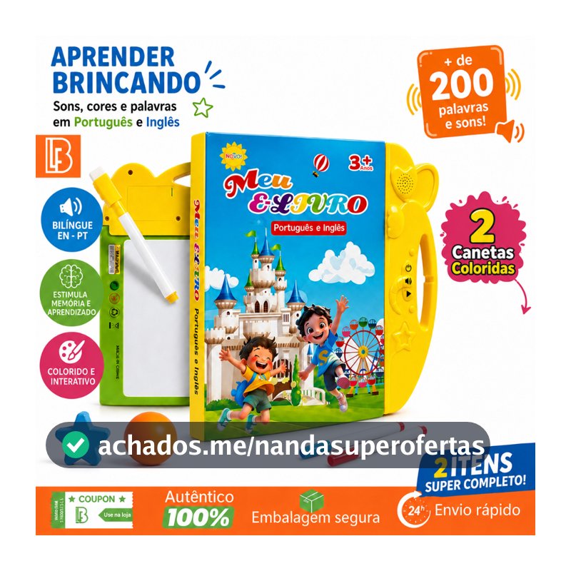 Livro Interativo com Som Bilíngue Português-Inglês Educacional