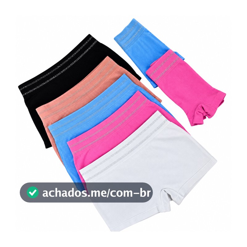kit Shortinho Segunda Pele Cos Alto Poliamida  Bermudinha Aperta Barriga Cueca Feminina