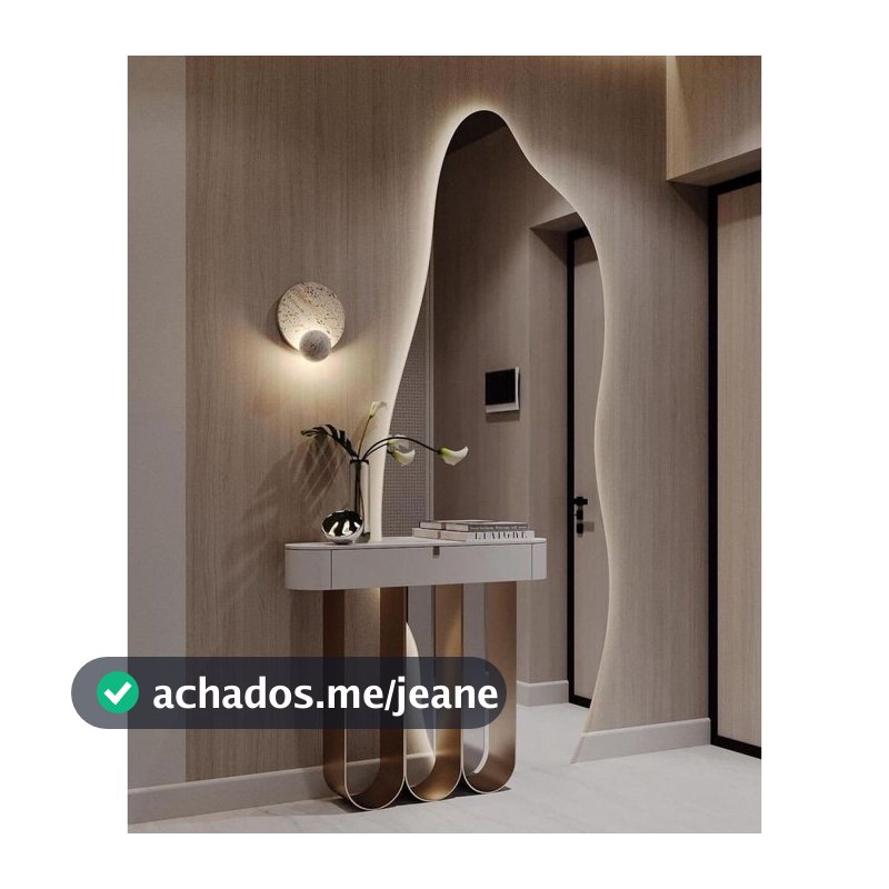 Espelho Orgânico 120x50cm c/ LED Quente – Form, 2 Suportes Vertical/Horizontal, Decorativo e Moderno