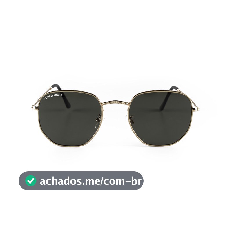 Óculos de Sol Hexagonal Quadrado Vintage Harbor Green Gold