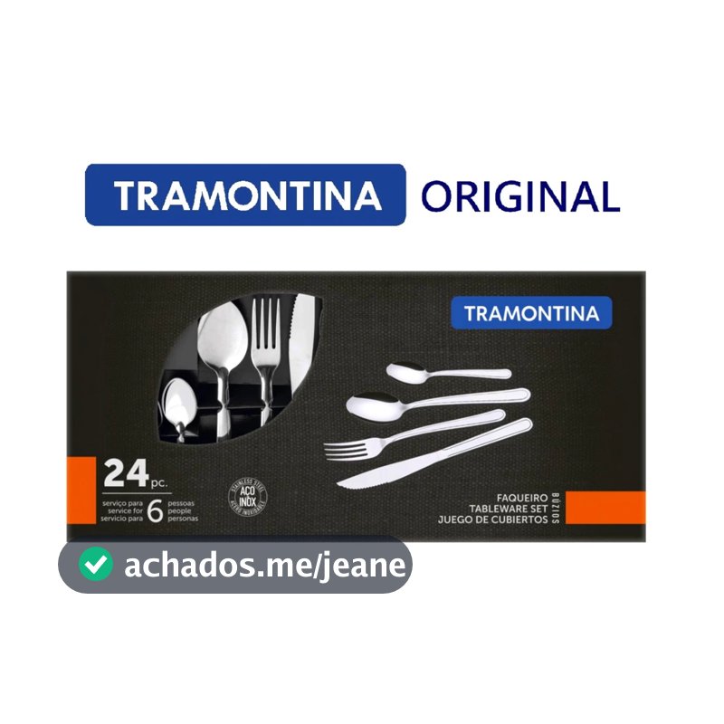 Faqueiro Jogo de Talheres Búzios 24 peças Faqueiro Tramontina Aço Inox