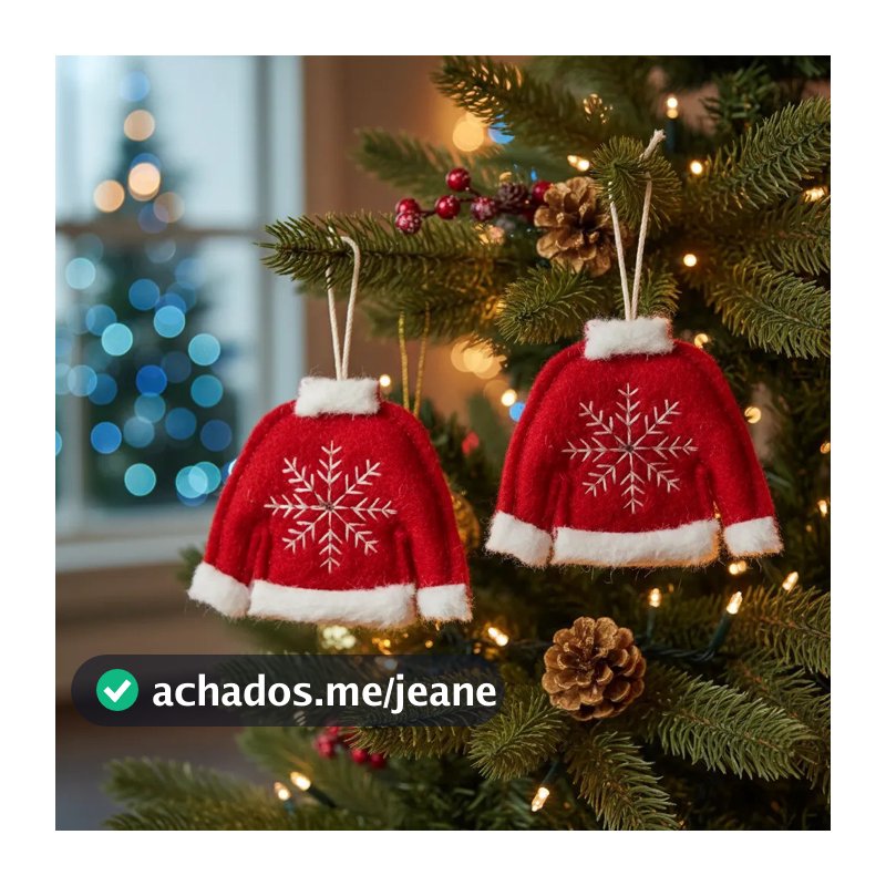 Kit 2 Pendente Natalino De Moletom Do Papai Noel De 12cm Vermelho