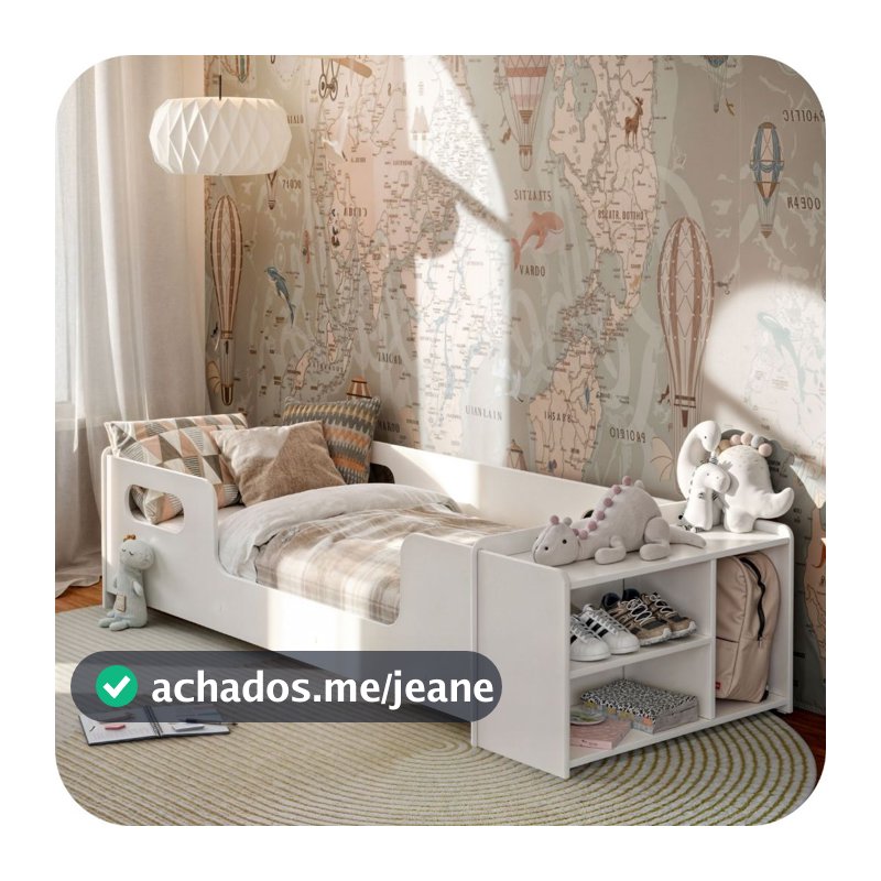 Mini Cama Infantil Montessoriana Aconchego com Nicho Branca