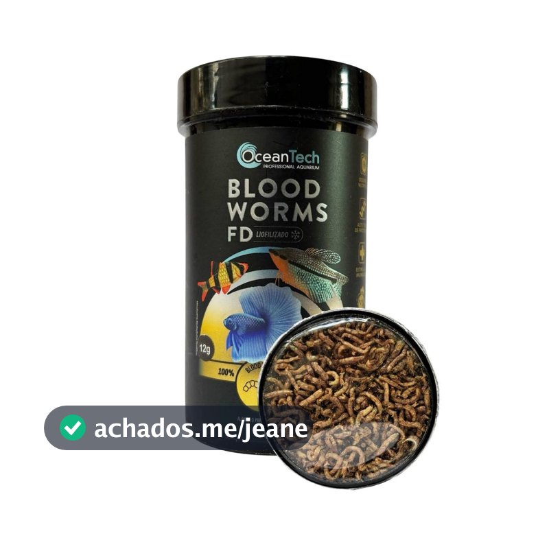 Petisco peixes Blood worms 12g OceanTech proteico suplemento