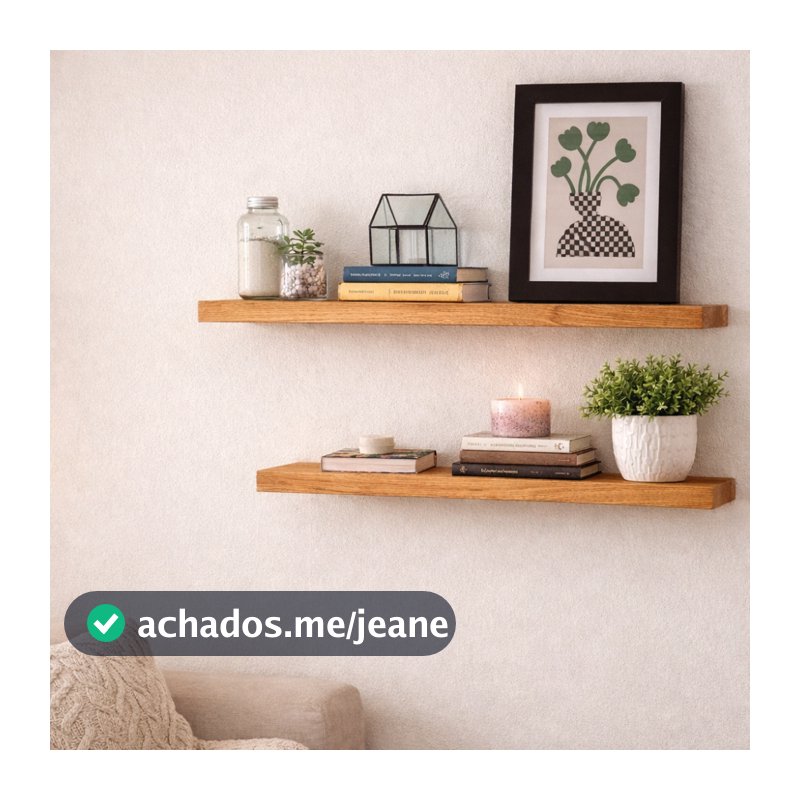 Prateleira de Parede Flutuante Invisível Madeira Pinus Decorativa Estilo Industrial Rústica 40cm 60cm