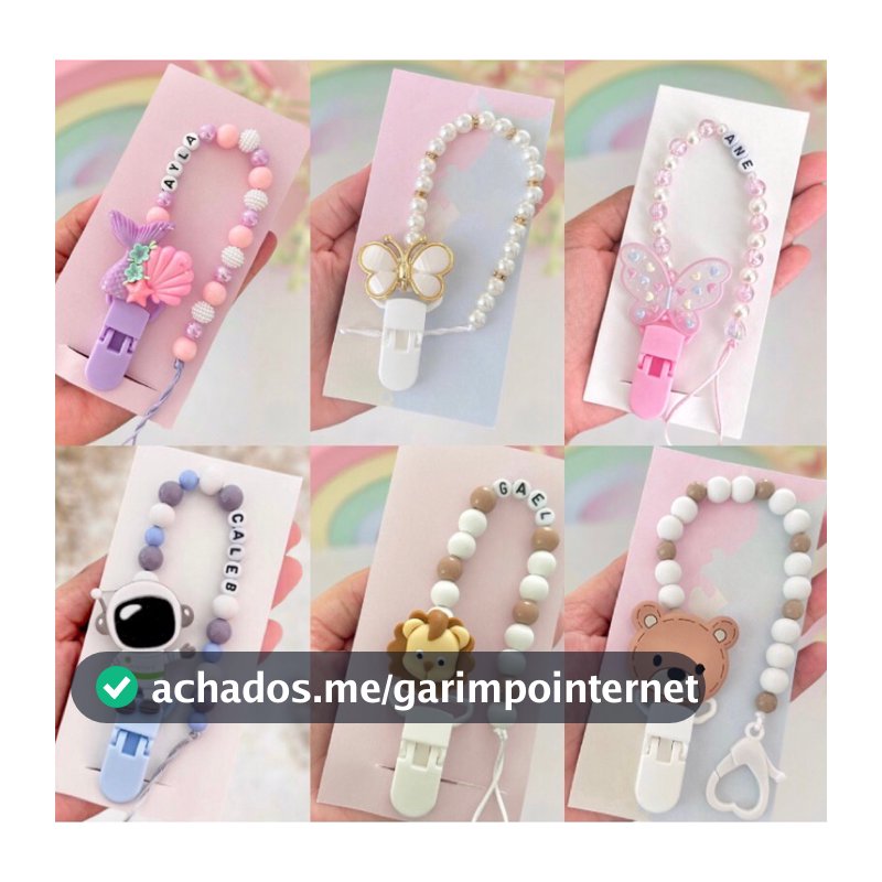 prendedor de chupeta personalizado com nome do bebê