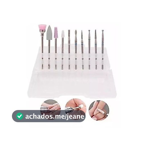 Kit Com 10 Brocas Diamantadas Cutilagem Para Manicura Russa Unha