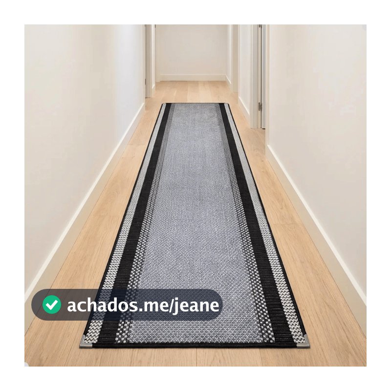 Tapete Passadeira Lancer Sisal Prata 66x230 Antiderrapante Lavável Para Cozinha E Corredor