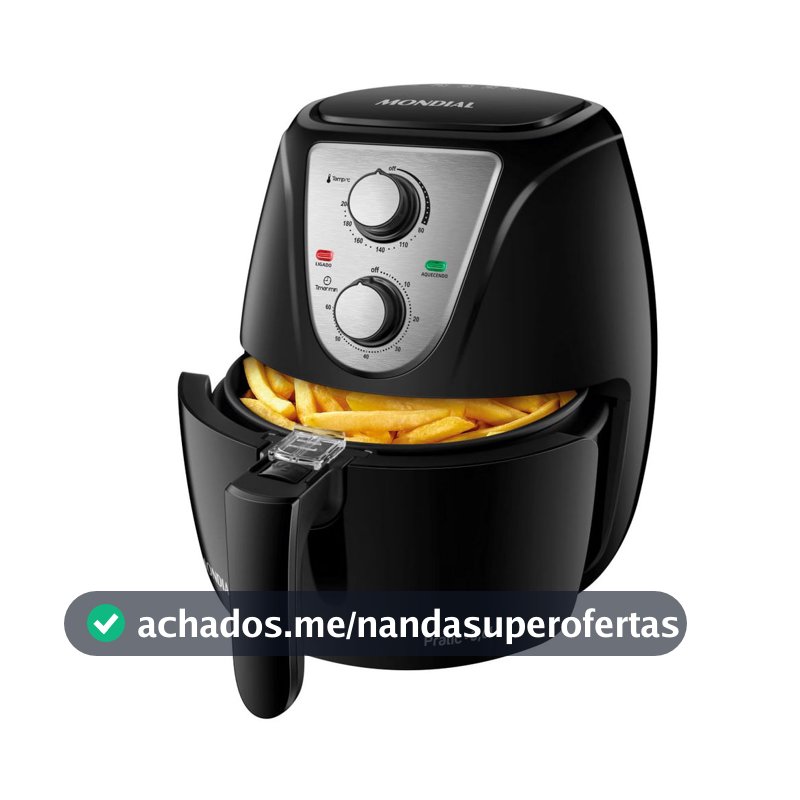 Fritadeira Elétrica Air Fryer Mondial Pratic AF-36-BI 3,6L Inox/Preta - 110V