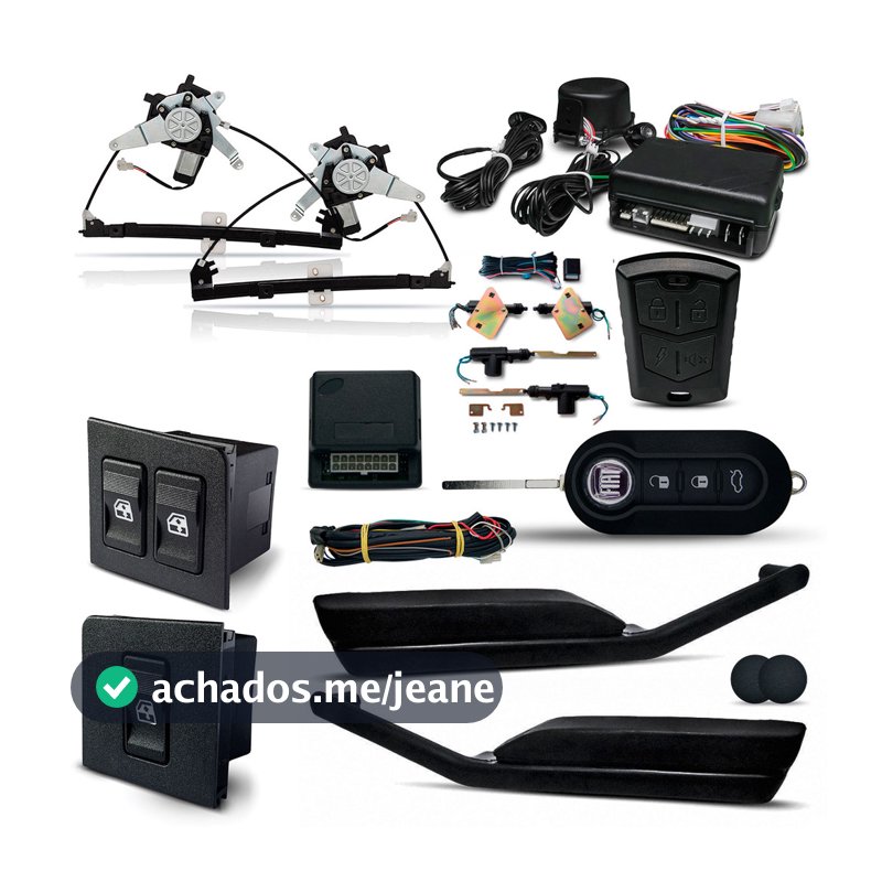 Kit Vidro Eletrico + Trava + Alarme c/Canivete especifico Uno 4 Portas Dianteiro Até 2003 Inteligente