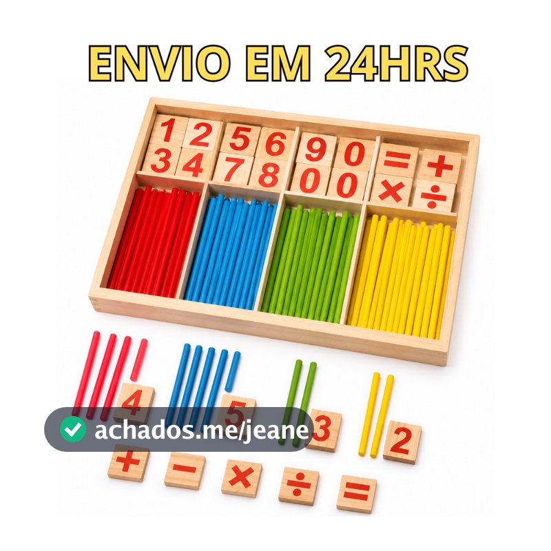 Jogo Educativo de Matemática Montessori com Palitos Coloridos e Números Contagem