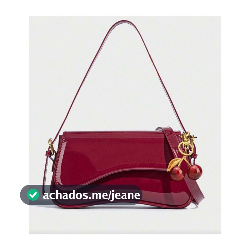 Bolsa Cherry Feminina De Ombro Verniz Aba Irregular + Chaveiro Cereja De Brinde Lançamento Promoção