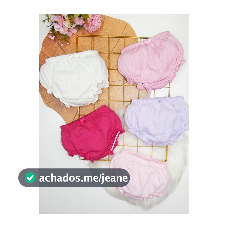 Calcinha Tapa Fralda Bebê Menina Algodão  Kit 4 Peças