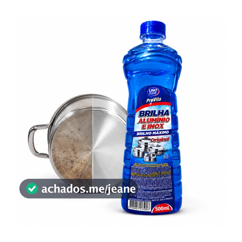 Brilha Alumínio Inox ProVita Original Limpa Manchas Panelas Talheres Utensílios Cozinha 500ml
