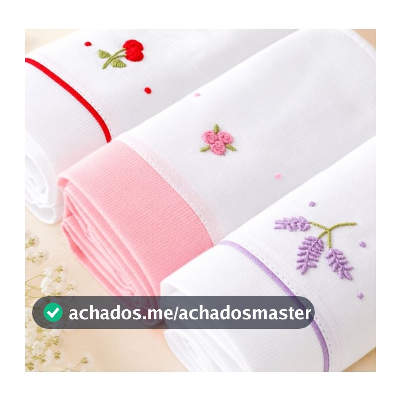 Fralda de Ombro de Pano Luxo - Grande e Bordado Rococó | 100% algodão 70cm × 70cm - Kit com 3 unidades