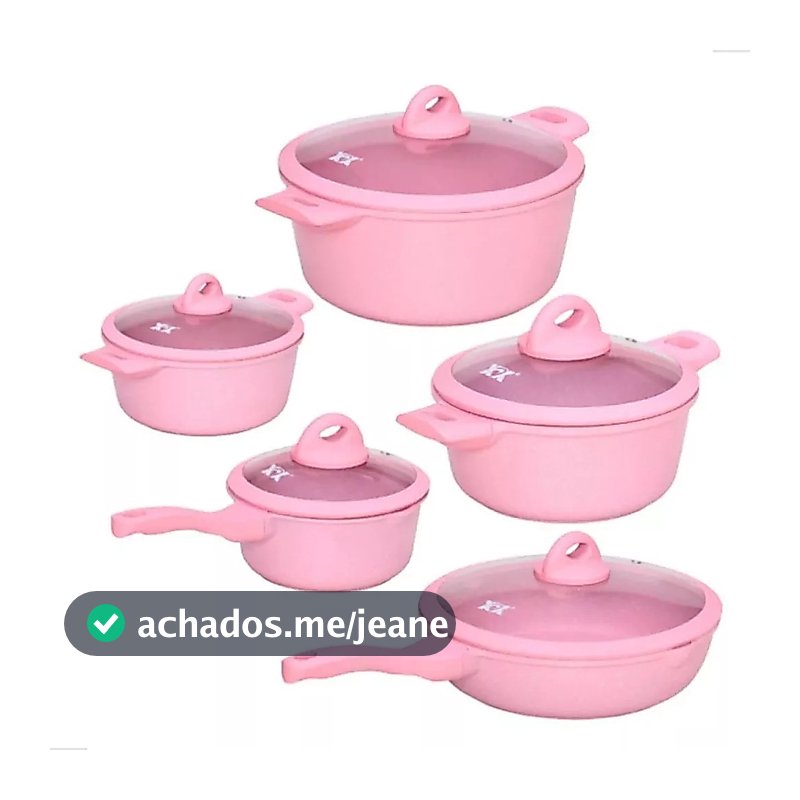 Jogo de Panelas 5 Peças Indução e Gás Conjunto de Panelas Revestido em Cerâmica Granito Antiaderente Frigideira Caçarola