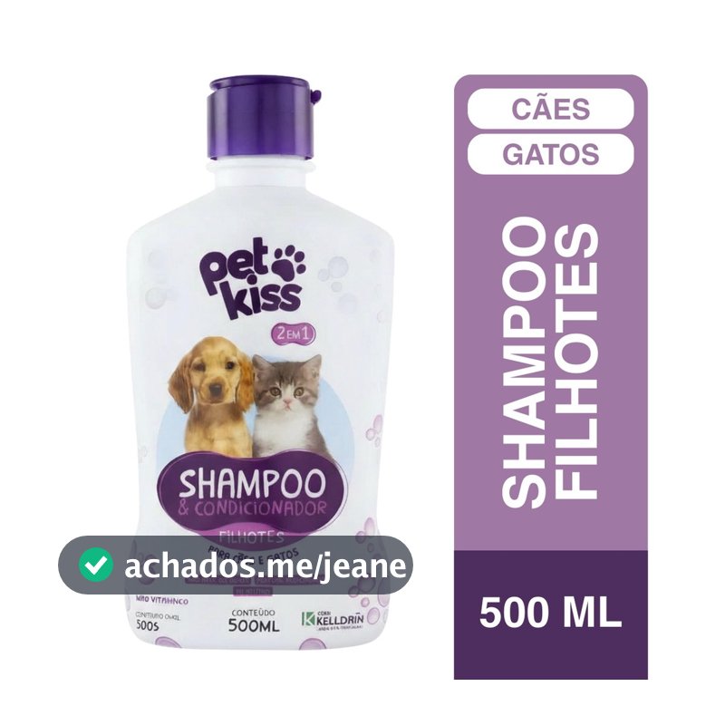 Shampoo e Condicionador 2 em 1 Filhotes Cães Cachorros Gatos 500ml