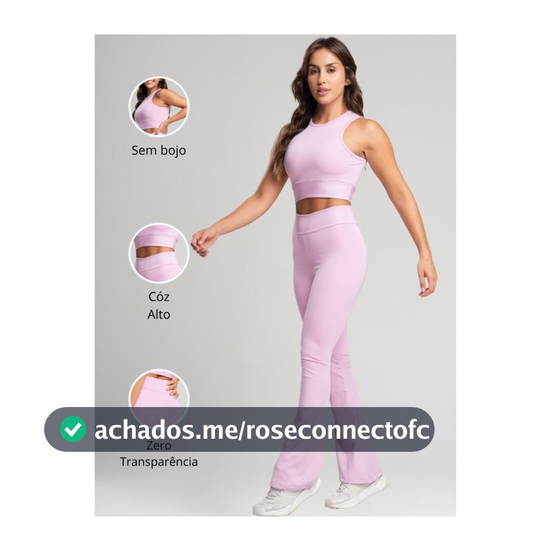 Conjunto Fitness Bailarina Academia Top Regata Legging Flare Suplex Zero Transparência Feminina