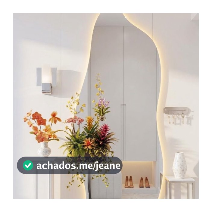 Espelho Orgânico 120X50 Lapidado Moderno Grande Forms C/ LED QUENTE  OU LED TOUCH (FORM) Decoração