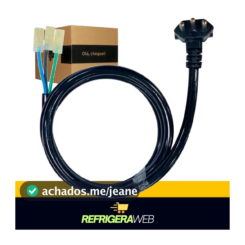 Cabo de Força para Microondas- Air Fryer - Secador 20A 110-220V Tripolar 20A / 2,5mm - 20 Ampére - Preto