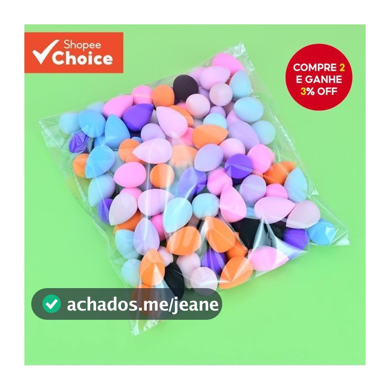 Conjunto De Mini Esponja De Maquiagem Em Forma De Lágrima De 100 Unidades , Cores Aleatórias , Sopros De Pó Úmido E Seco