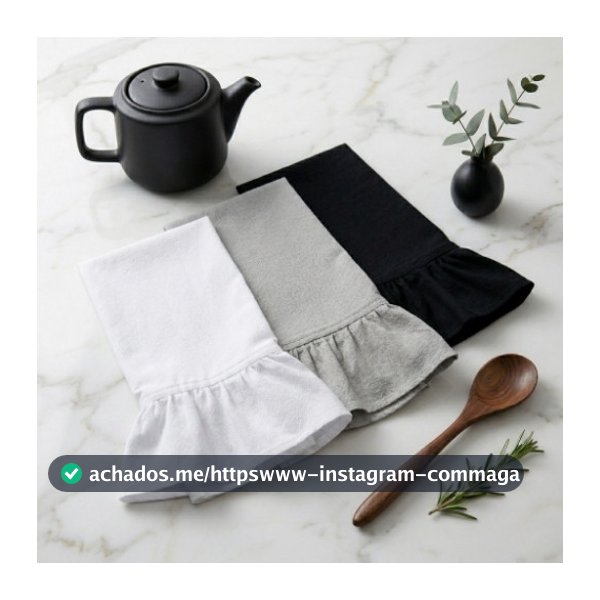Kit Panos de Prato Farmhouse 3 Peças 100% Algodão Premium Pano de Copa Decorativo Cozinha Minimalista 45x75