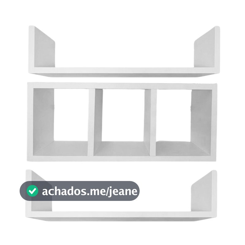 Nicho Para Papel Higiênico + 2 Prateleiras Em U Decorativo 100% MDF Branco fosco Tx