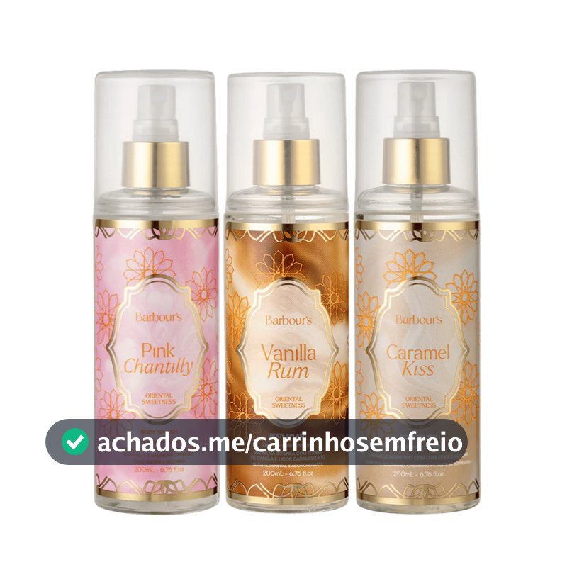 Kit Trio Body Splash Árabes Caramel Kiss Vanilla Rum Pink Chantilly 3x200ml