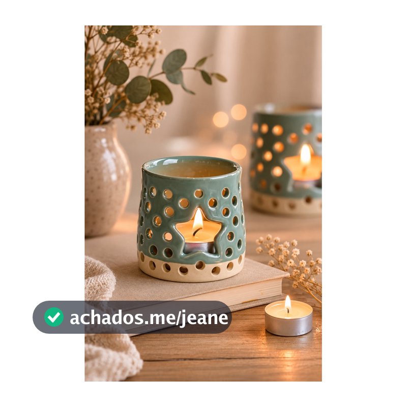 Luminária decorativa - Porta Velas em Cerâmica feia | Castiçal para Vela LED ou Vela Aromática | Decoração Minimalista